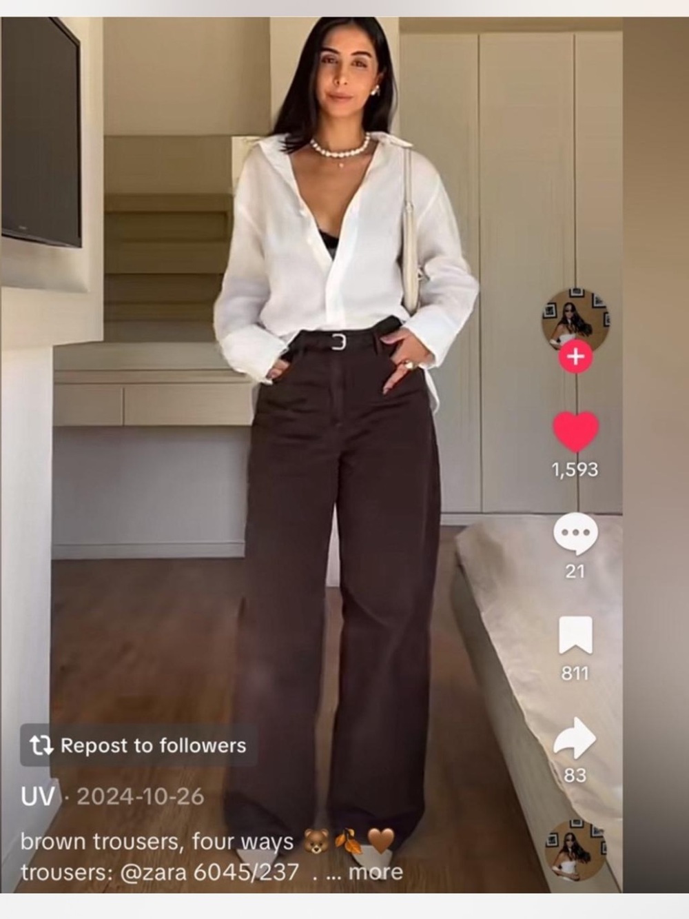 Brown Zara wide leg pants